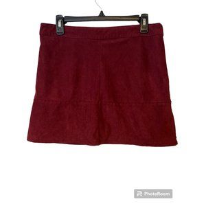 Lulus Micro Mini Skirt Womens Large Faux Suede Red Maroon Lightweight